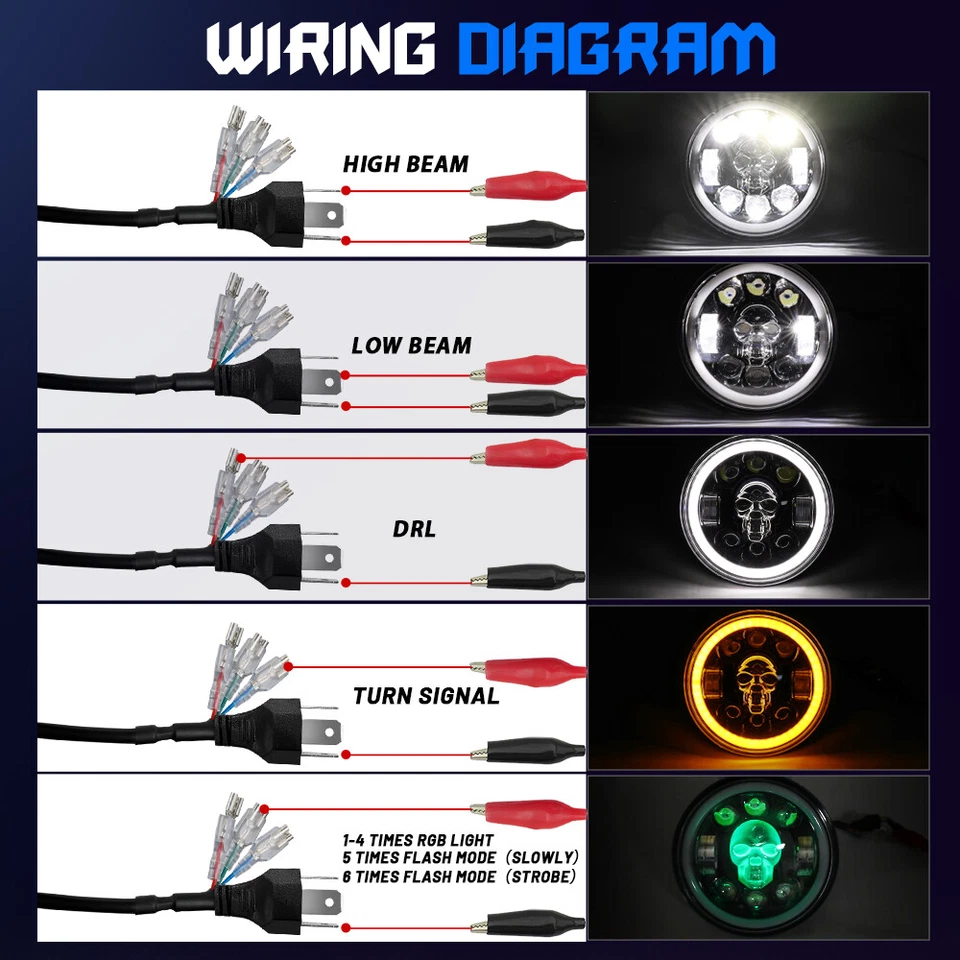 Faróis de LED feixe alto baixo para 1958-1974 Cadillac DeVille 4 peças 5-3/4 5,75" - Imagem 4 de 4