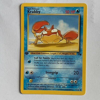 Krabby 51/62 Set Fossil First Edition Pokemon Karte Karte ENG