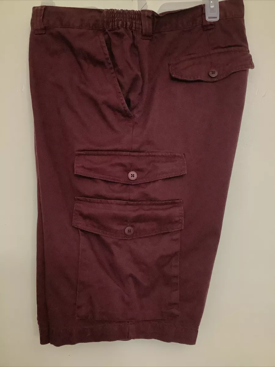 King Size Mens Big Tall size 44 burgundy Cargo Shorts Cotton Pockets