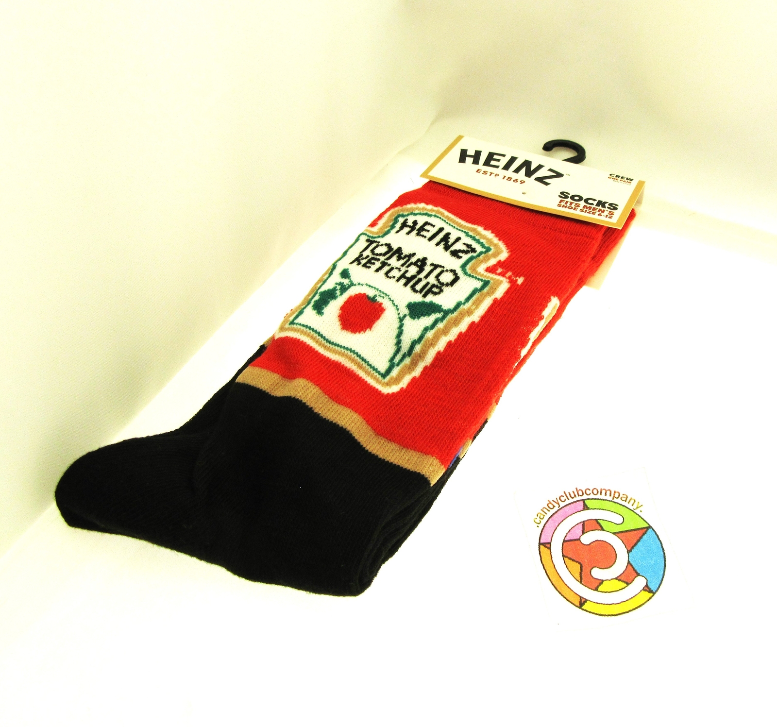 One Pair of Heinz Tomato Ketchup Crew Socks for Men Shoe Sizes 6 12