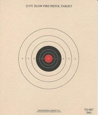 TQ-6 Red Center 25 Foot Slow Fire Pistol Target -- 100 on heavy paper