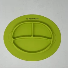 Happy Healthy Parent EZ-Clean Silicone Plate Lime Green-Sticks on Surface (917)
