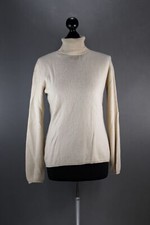 Women's sweater sweater 36 beige plain turtleneck fine knit B256