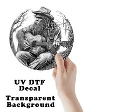 Bigfoot Playing Guitar UV DTF Transparent Sticker / Decal