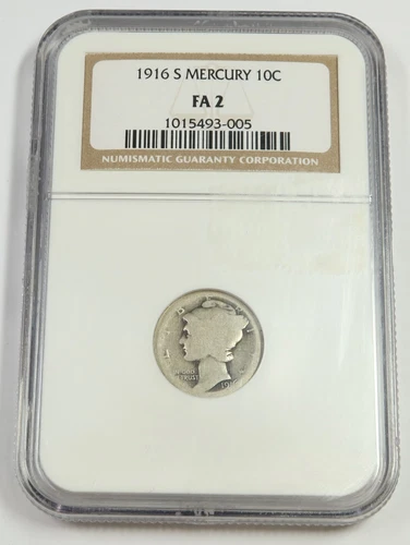 1916 S NGC F2 - LOWBALL - Silver Mercury Dime - 10c US Coin #50609A