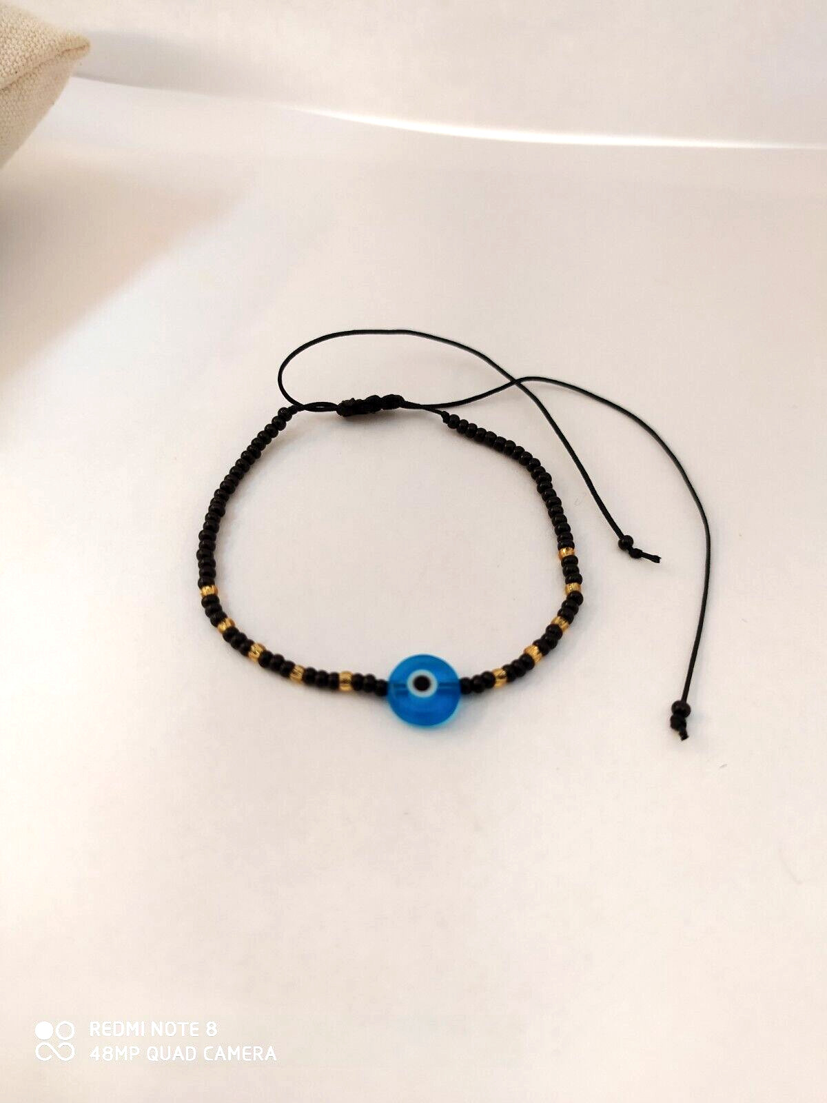 RARE Hand wish Beaded Thread Red Against Evil Eye Black Bracelet Hand Made