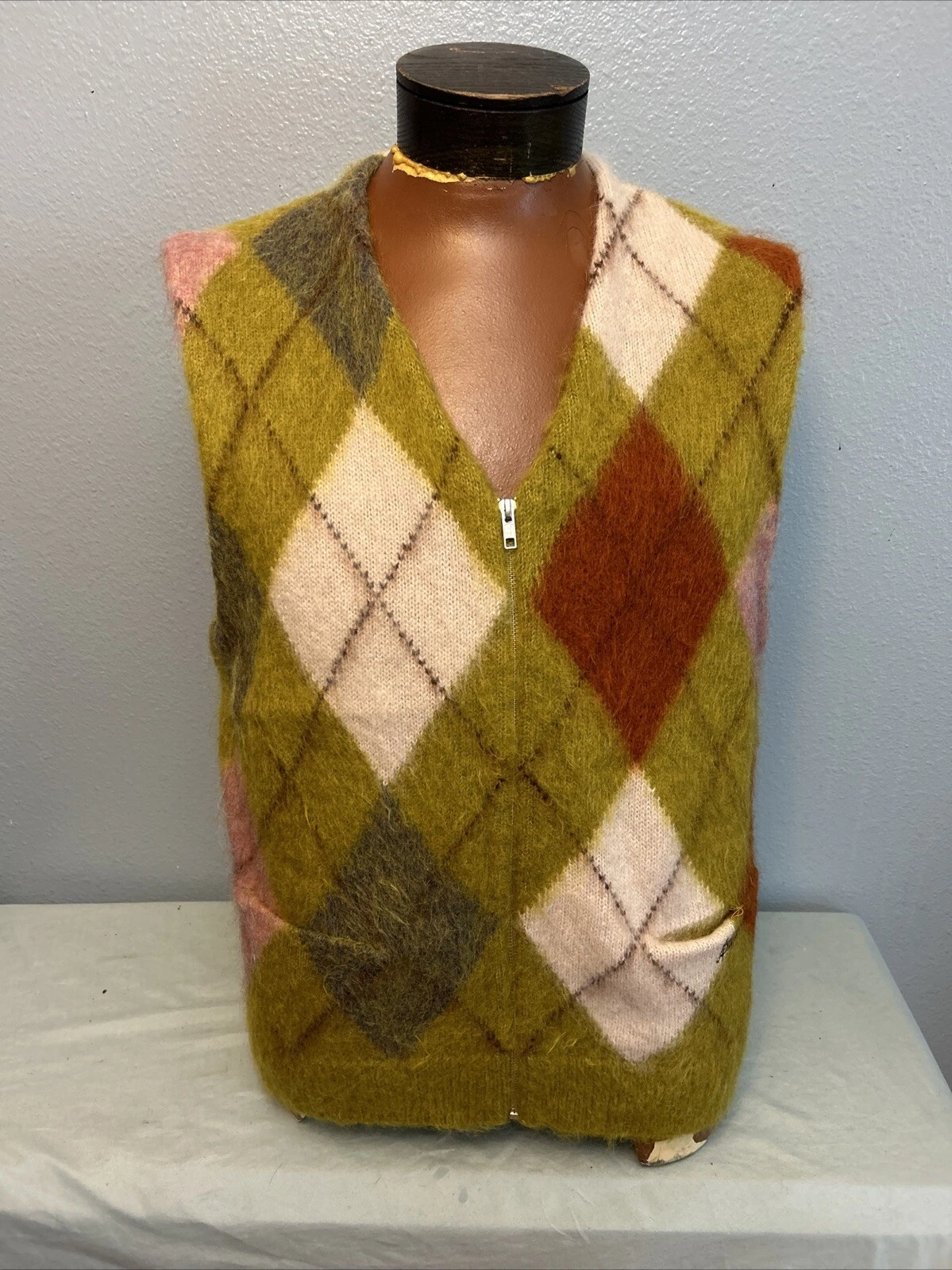 Gilet zippé Argyle brossé suprême grande olive occasion