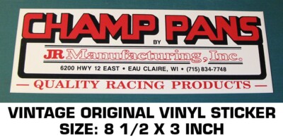 CHAMP PANS QUALITY RACING PRODUCTS - VINTAGE ORIGINAL VINYL DECAL ...