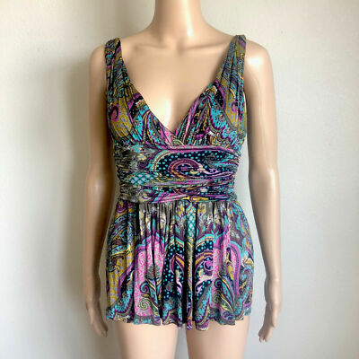 * ETRO * MILANO SLEEVELESS FLORAL PAISLEY BLOUSE / TOP * EU 44