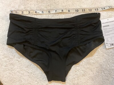 Athleta NWT XS 0 2 Black Villa Boyshort Shirred Bottom Bikini Swim Short 981005 