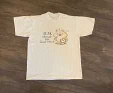 VTG RN Nurse Men's T-Shirt Large Single Stitch Cartoon Graphic Print Made In USA
