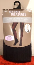 SECRET TREASURES WOMEN'S Black CONTROL TOP OPAQUE TIGHTS For Boots SIZE 3  NEW