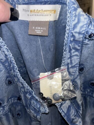 Nwt Pilcro Anthropologie Xs Oversized Boho Top Lace Embroidered Motif Loose Fit - Picture 2 of 2