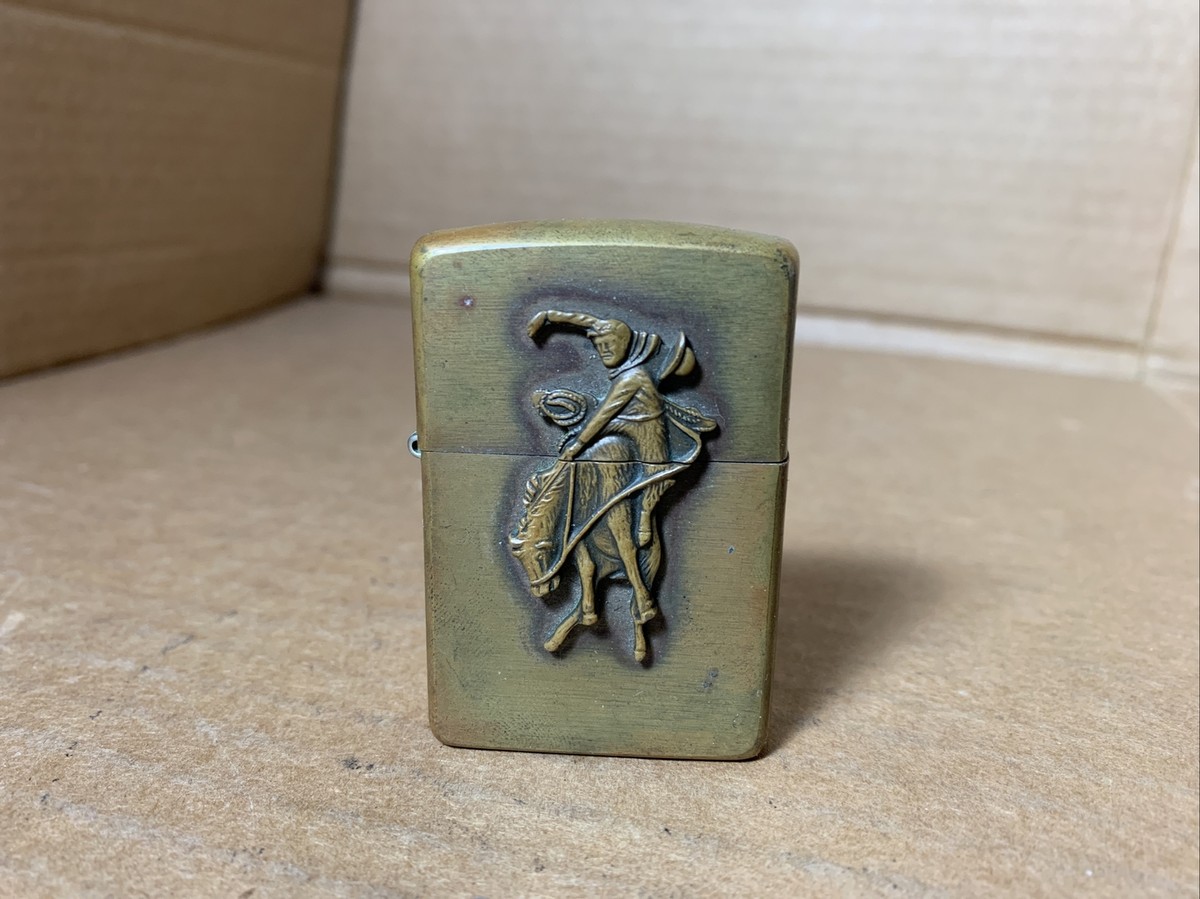 Zippo 1994 Marlboro Miles Brass Wild West Cowboy Bucking Bronco