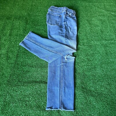 Old Navy Sky III Straight Leg Extra High Rise Raw Hem Jeans Denim Pants Size 2