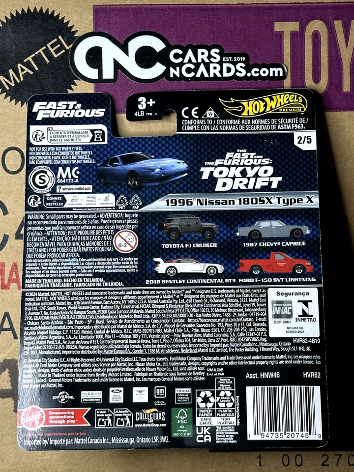 2024 Hot Wheels Fast & Furious Mix 4 1996 Nissan 180SX Type X #2/5 - Image 2 of 2