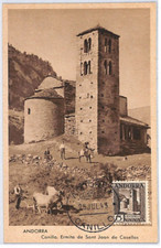 ANDORRA (Spanish) 1943 MAXI-CARD 5c *Canillo* Hex Cancel Postcard TOWER PX214