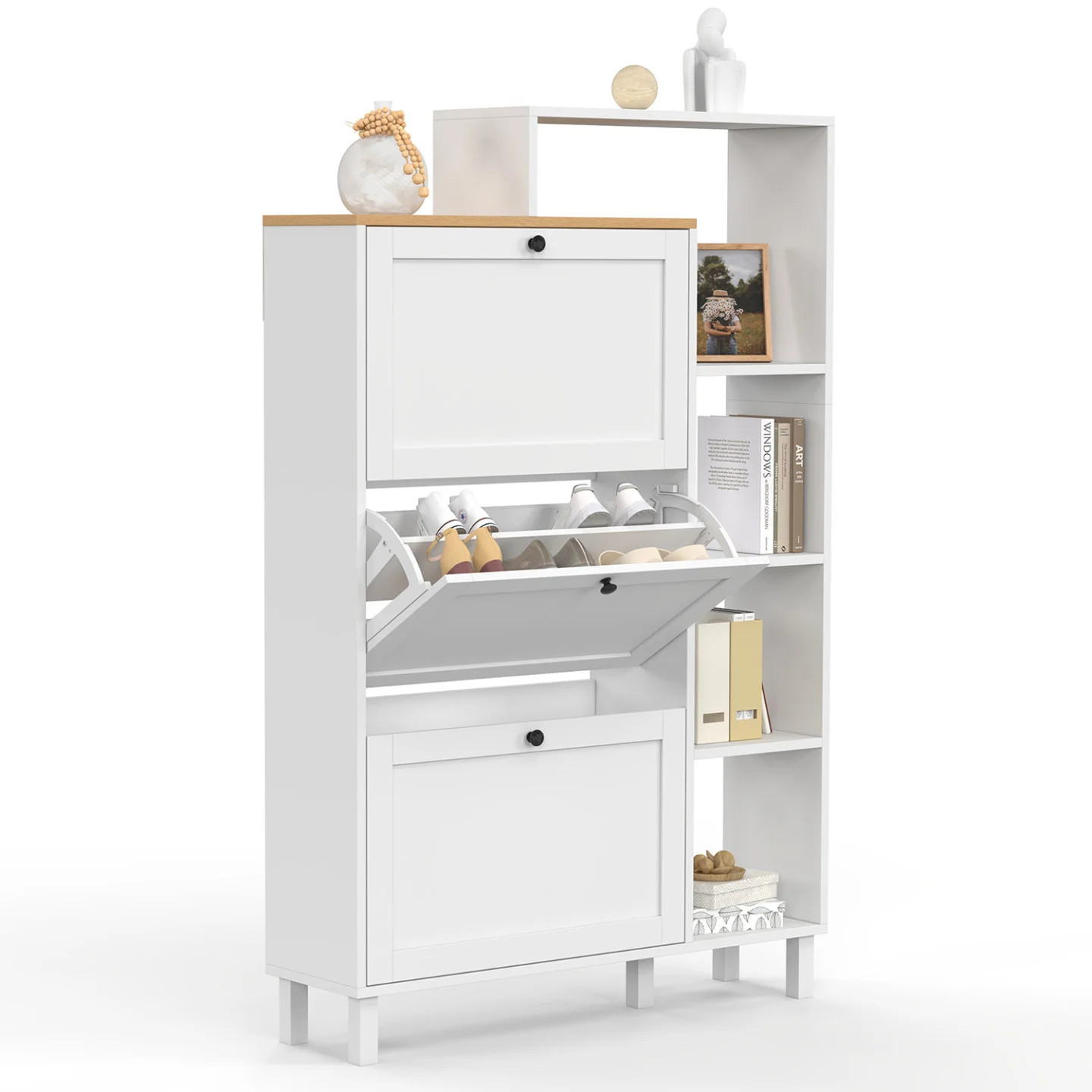 Meuble à chaussures slim ACHILLE 18 paires pour libérer l'espace dans un couloir étroit