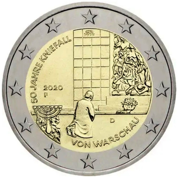 2 Euros Allemagne 2020 - Varsovie – Geste de Willy Brandt UNC - Commémorative
