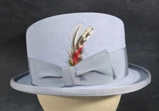 Pedigreed Thoroughbred 5X Fur Felt Fedora Blue Grey Hat 1950s Size 6 5/8 - 53