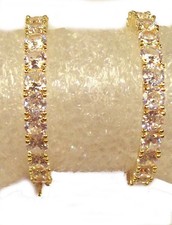 Rhinestone Hoop Earrings 1 1/4" Diameter Full Circle Rhinestones 360 