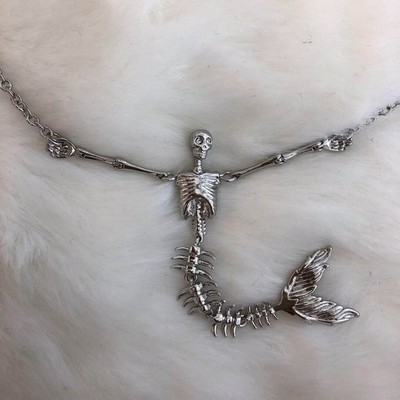 Vivienne Westwood Ariel Skeleton Mermaid Skull Necklace silver