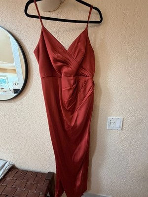 terracotta satin bridesmaid dresses Vivian Satin Pleated Dress main image 1