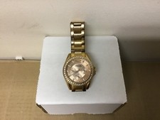Used Fossil Riley ES2811 Women's Watch Rose Gold Crystal Top Ring - New Battery