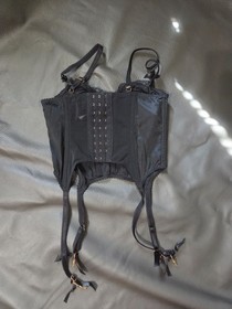 Agent Provocateur black silk lace corset top lingerie with garter straps