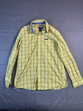 Yellow Plaid Chaps mens dress shirt, size M, button up collared polo