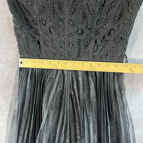 Vestido Betsy Johnson Midi Para Mujer 6 Negro Encaje Gasa Sin Tirantes Gótico Punk Grunge - Imagen 5 de 6