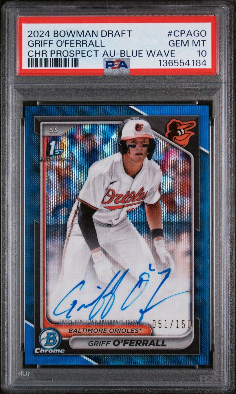 2024 1st Bowman Draft Chrome /150 * Blue Wave * Griff O’Ferrall Auto 051/150