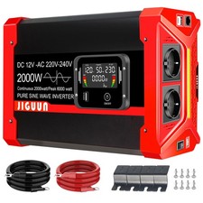 2000W Inverter 12v 220v onda pura Trasformatore con 2 prese EU e 3 porte USB
