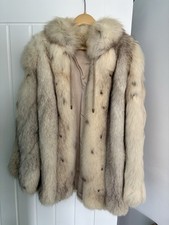 Vintage Arctic White Spotted Fox Fur Coat Jacket Size 8/10