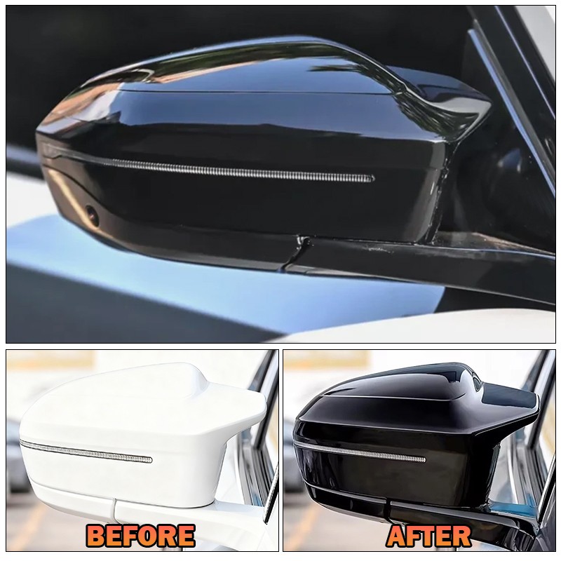 Black For BMW X3 G45 530i 540i i5 G60 Rearview Mirror Cover Overlay Accessories