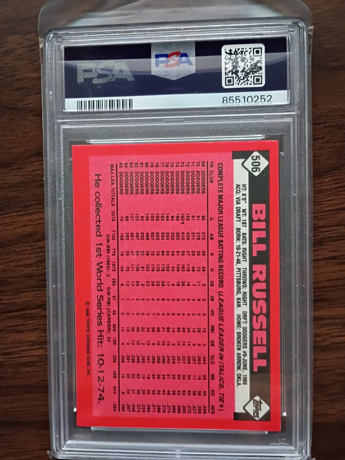 1986 Topps Tiffany Bill Russell #506 Collector's Edition PSA GEM MINT 10 view 3