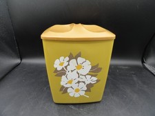Vintage Yellow Floral Plastic Nesting Canisters with Lids, Set of 3