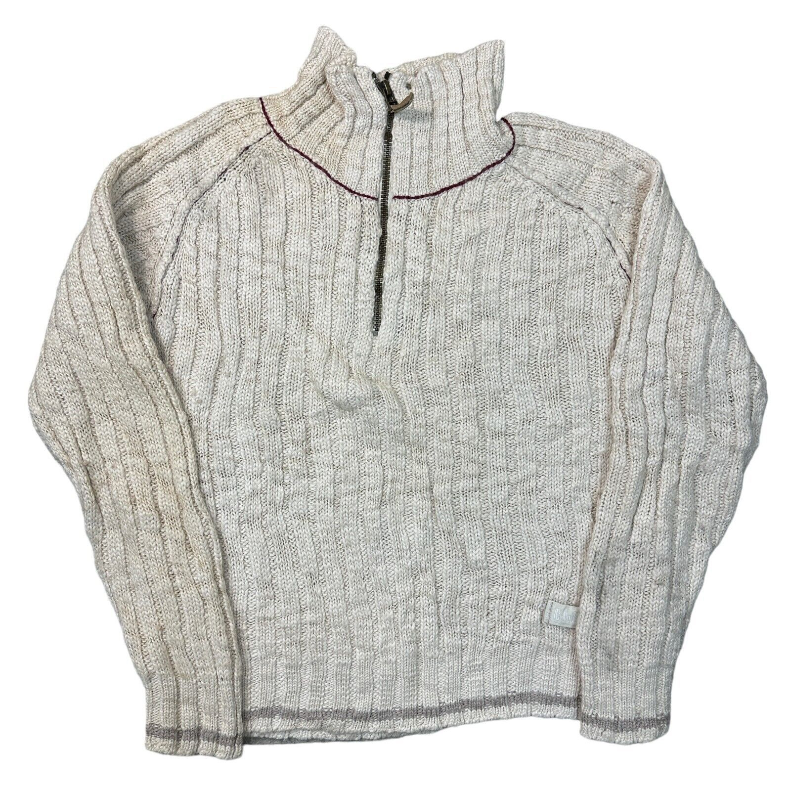 Jeans Identity Knit Jumper 1/4 Zip Wool Blend Beige Sweatshirt Mens XL-image