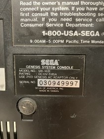 Sega Genesis 2 Console MK-1631 W/ Controller, 2 Games, Tested & Works Fast Ship!