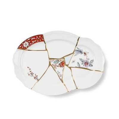 Seletti Kintsugi Tray in Porcelain and 24 Carat Gold