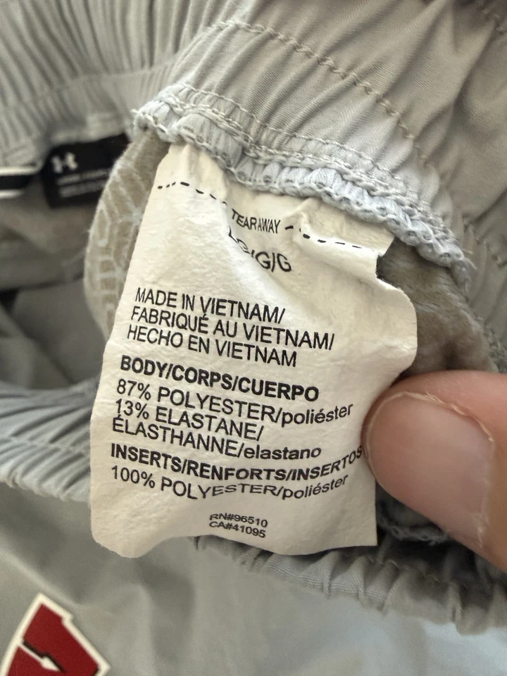 Брюки мужские Under Armour для восстановления разминки большие Wisconsin Badgers серые красно-белые - Изображение 4 из 4