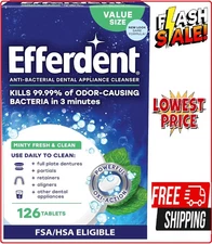NEW Efferdent Retainer & Denture Cleaner Tablets Minty and Fresh Clean 126 Count
