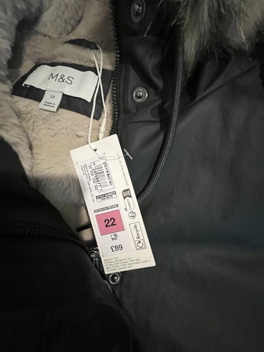Marks and Spencer Stormwear™ Waxed Faux Fur Lined Hooded Parka Sz 22 Dark Green - Picture 10 of 16