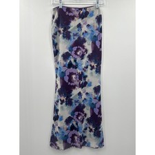 Forever 21 Med Watercolor Floral Mesh Maxi Skirt Purple Y2K Coquette Fairycore