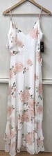 Lulus Take You There Floral Print Maxi Dress in Ivory Size Small