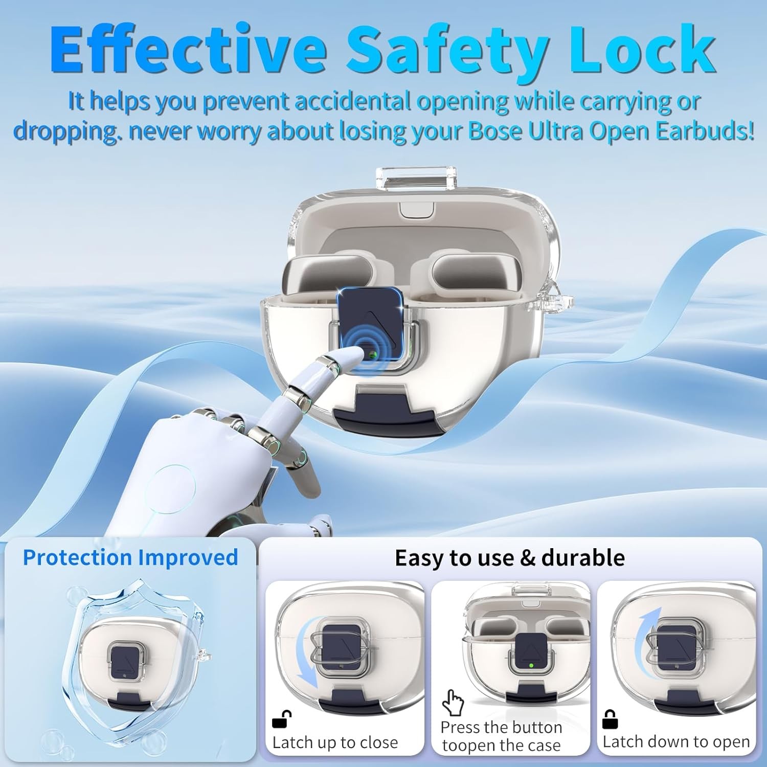 For Bose Ultra Open Earbuds Case with Secure Lock & Phone Stand, Soft TPU Shockp