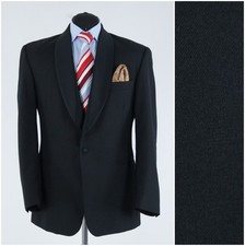 Mens Vintage Black Tuxedo Blazer 42R US Size Wool Sport Coat Jacket