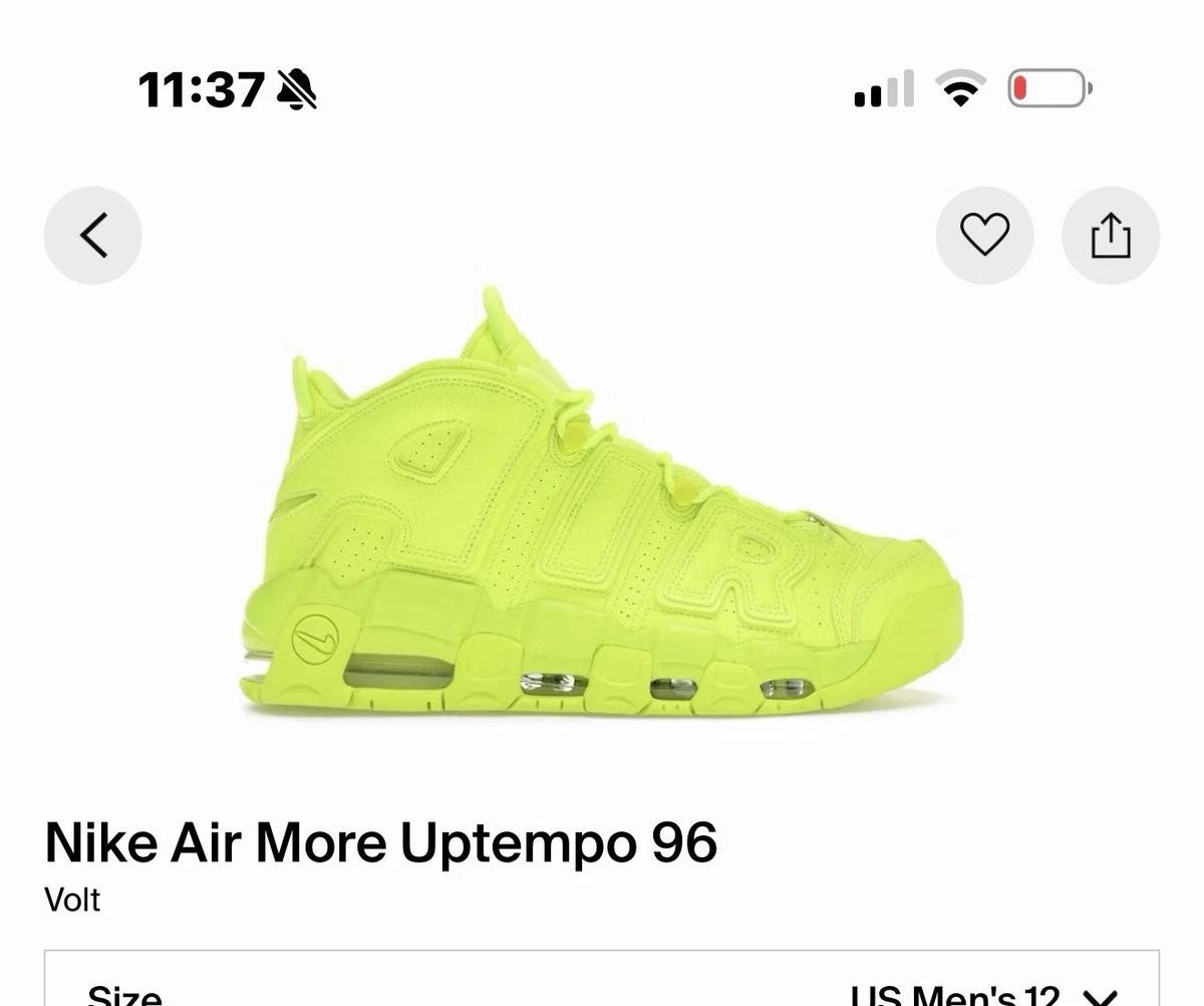 【新品】NIKE AIR MORE UPTEMPO 96' VOLT 28.0 Nike Air More Uptempo 96 Volt Men's - DX1790-700 - US