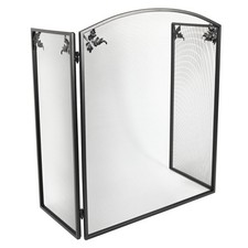 Fireplace Screen 3 Panel Fireplace Gate with Protective Mesh, Black