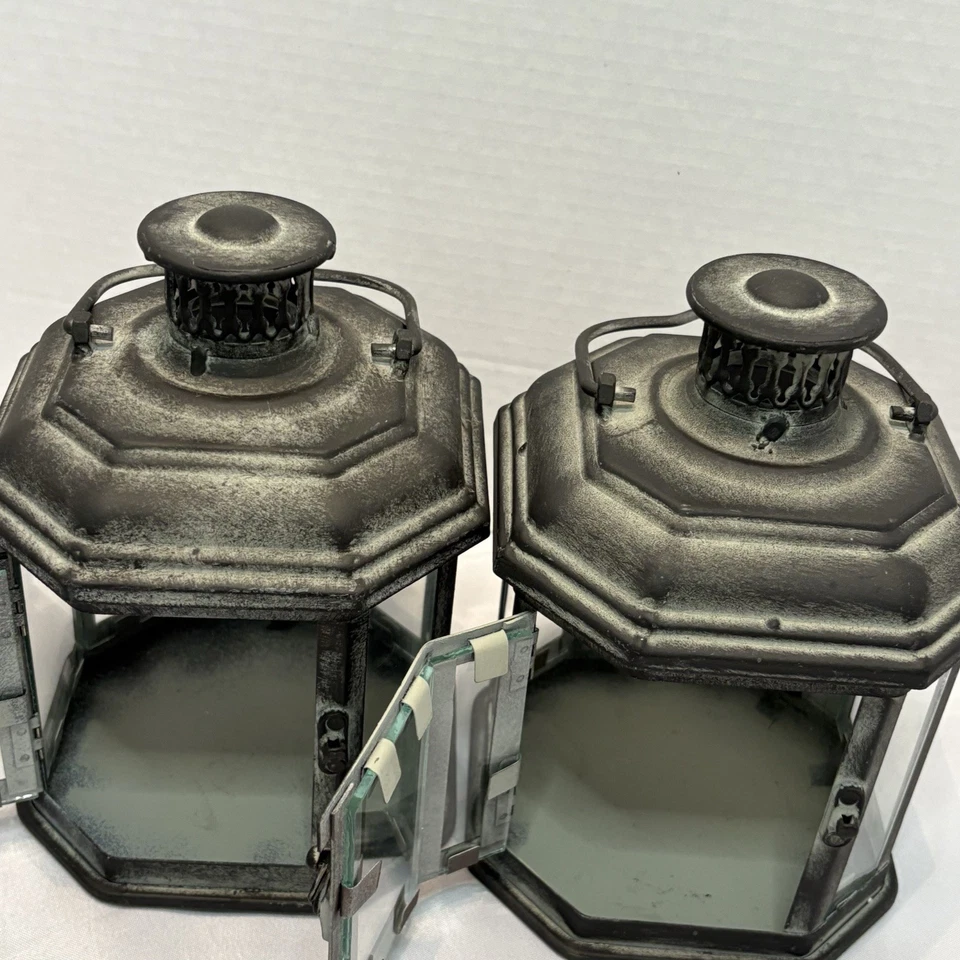 Juego de 2 candelabros colgantes de metal con candelabro colgante rústico Foto 3 de 4